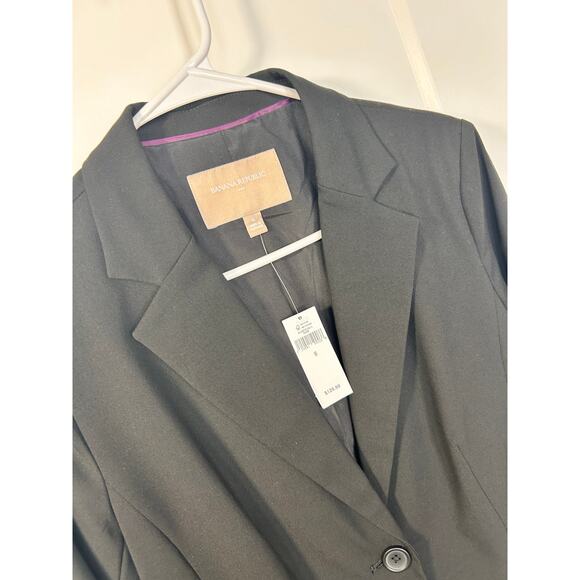 NWT Banana Republic‎ Women's One Button Blazer Jacket Long Sleeve Black Size 6 - Picture 2 of 12